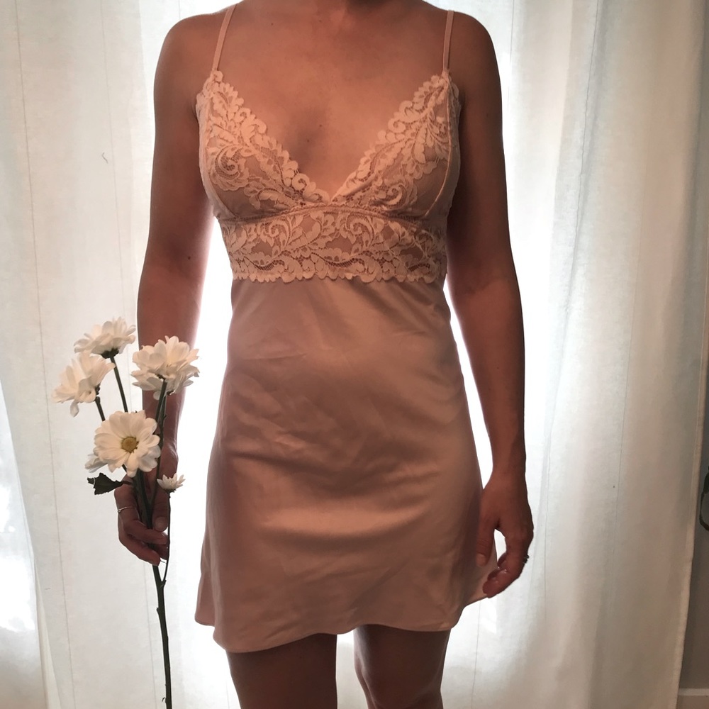 Peach Lace Lingerie Slip Dress